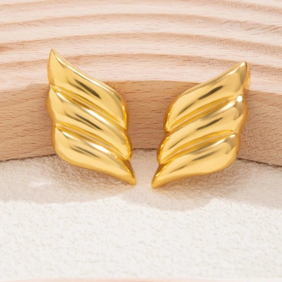 Europe and the United States  hot geometric three-layer wings earrings brass earrings plated 18K gold niche fashion earrings - CEJEW