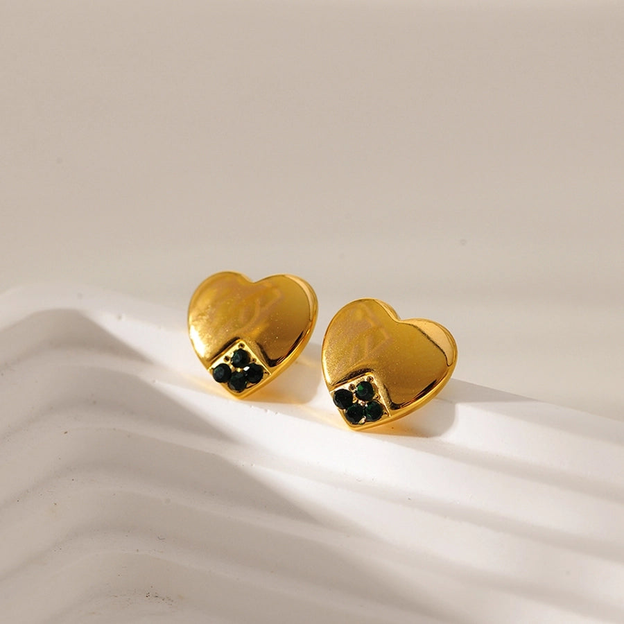 1 Pair Elegant Vintage Style Luxurious Heart Shape 304 Stainless Steel Ear Studs