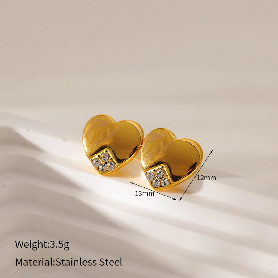 1 Pair Elegant Vintage Style Luxurious Heart Shape 304 Stainless Steel Ear Studs