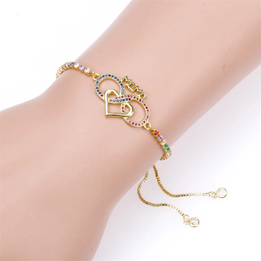 letter infinite heart shaped diamond creative jewelry copper bracelet mother gift