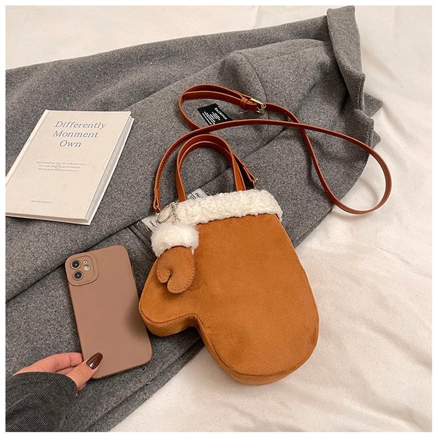 Women's Small Pu Leather Solid Color Streetwear Sewing Thread Glove-shaped Magnetic Buckle Crossbody Bag