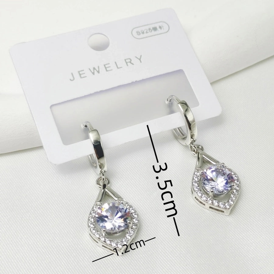 1 Pair Elegant French Style Commute Heart Shape Inlay 304 Stainless Steel Zircon Drop Earrings