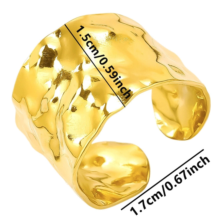 Jewelry IG Style French Style Geometric 304 Stainless Steel 18K Gold Plated Irregular Polishing Open Rings