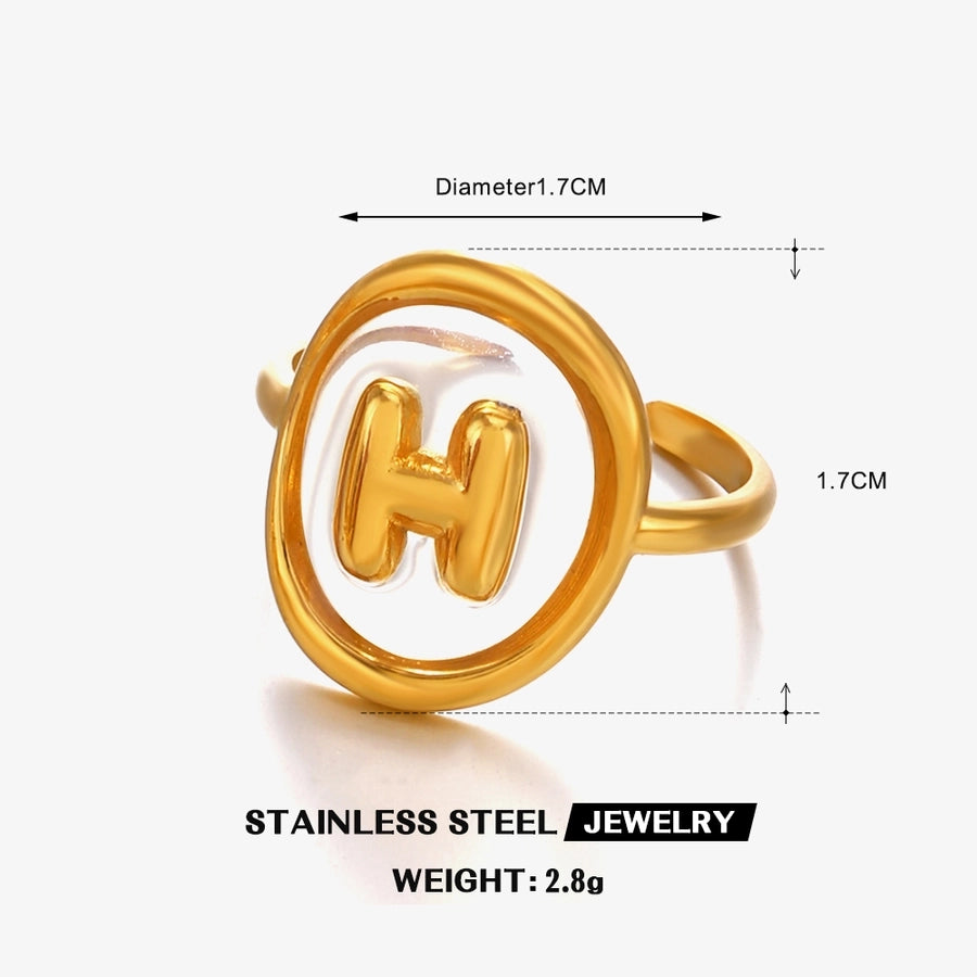 Jewelry Vintage Style Simple Style Letter 304 Stainless Steel Resin 18K Gold Plated Open Rings