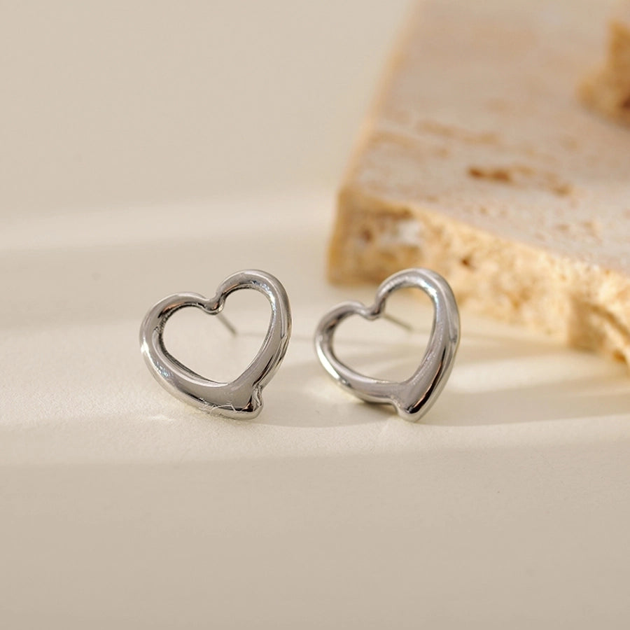 1 Pair Elegant Cute Heart Shape 304 Stainless Steel 18K Gold Plated Ear Studs