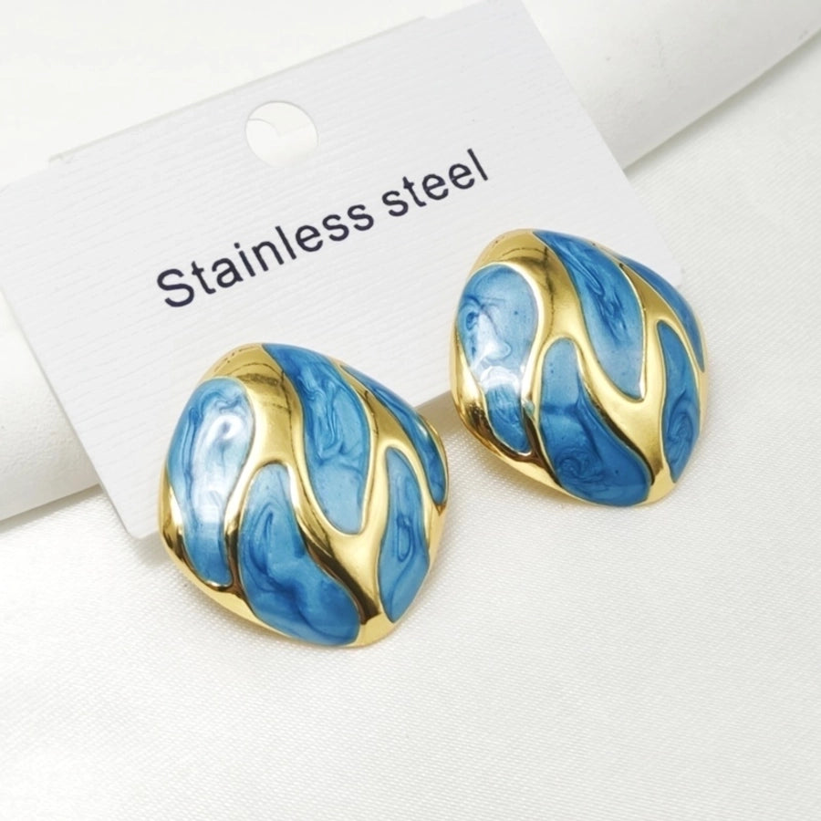 1 Pair Elegant Retro Commute Irregular Enamel 304 Stainless Steel Ear Studs