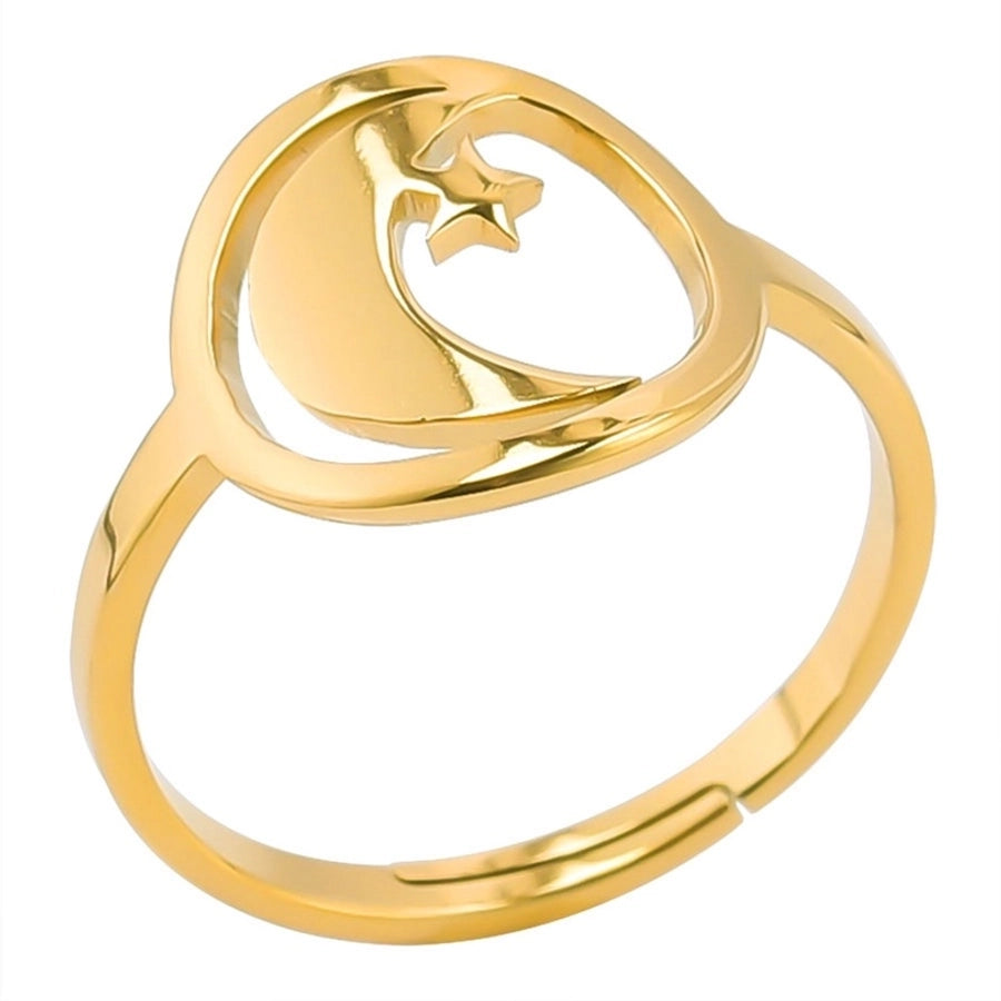 Jewelry Simple Style Solid Color 304 Stainless Steel 18K Gold Plated Plating Rings - CEJEW