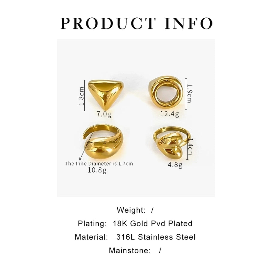 Jewelry Nordic Style Retro Geometric 316L Stainless Steel  18K Gold Plated Rings