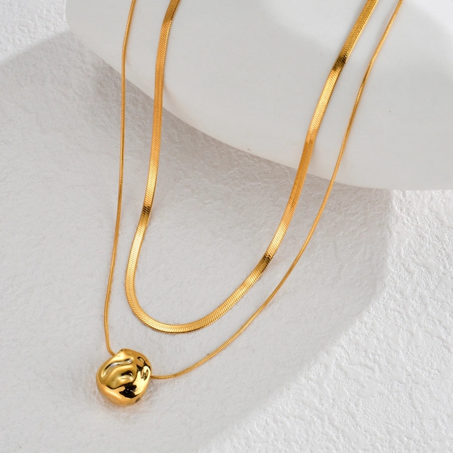 Jewelry Elegant Vintage Style Streetwear Ball 304 Stainless Steel 18K Gold Plated Double Layer Necklaces