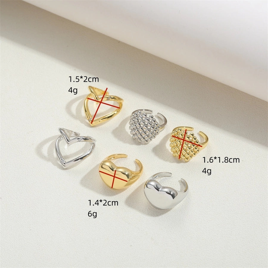 Copper Simple Style Classic Style Commute Heart Shape Solid Color Open Rings