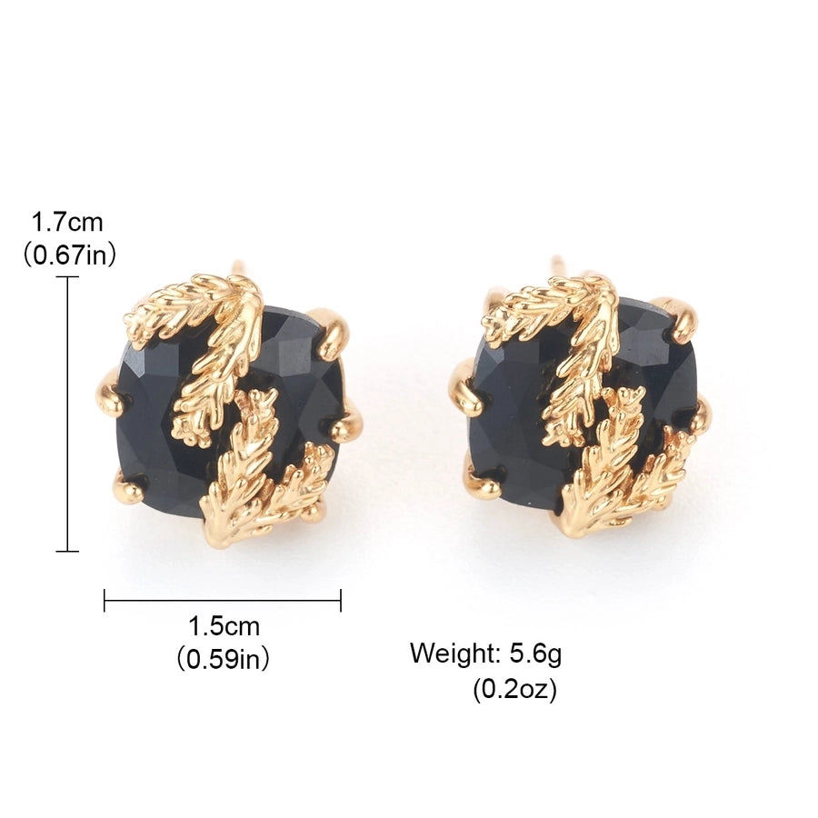 1 Pair Elegant Grain Copper 18K Gold Plated Ear Studs