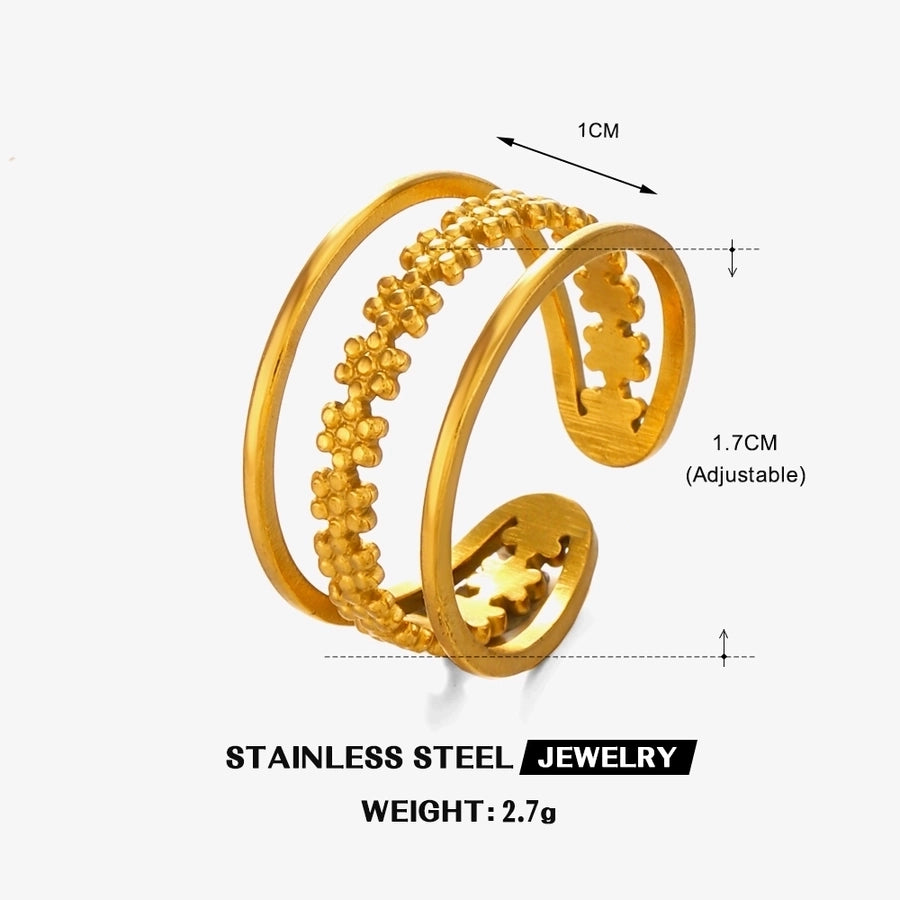 Jewelry IG Style Simple Style Flower 304 Stainless Steel 18K Gold Plated Plating Open Rings