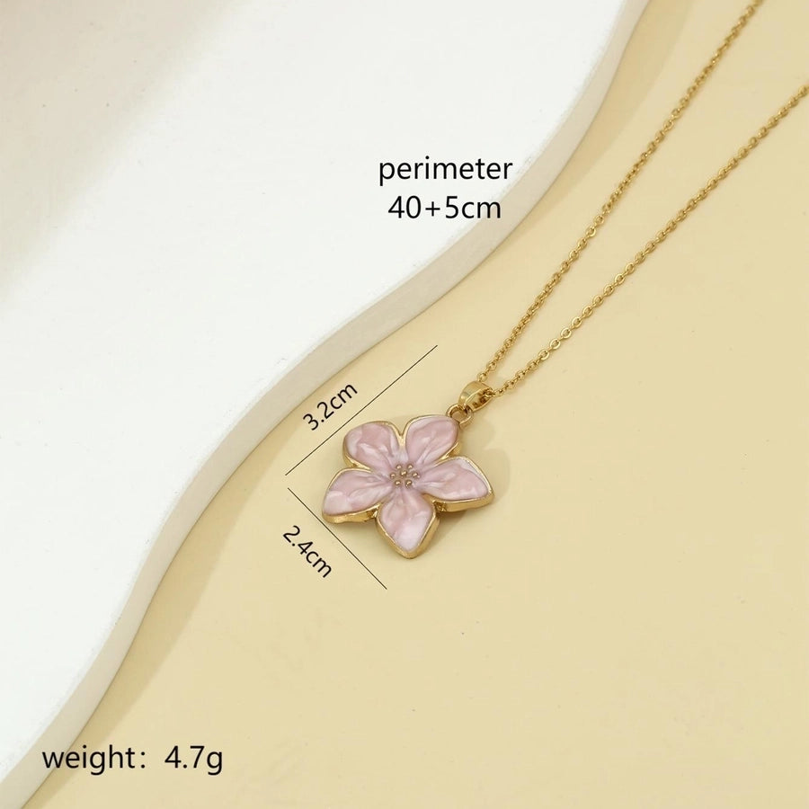 Elegant Sweet Flower K Gold Plated 304 Stainless Steel Alloy  Pendant Necklace