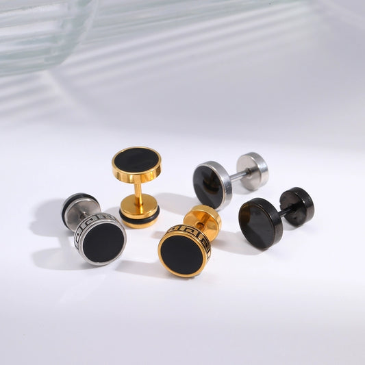 1 Pair Ear Cartilage Rings & Studs Simple Style Commute Round 304 Stainless Steel Enamel 18K Gold Plated Ear Cartilage Rings & Studs