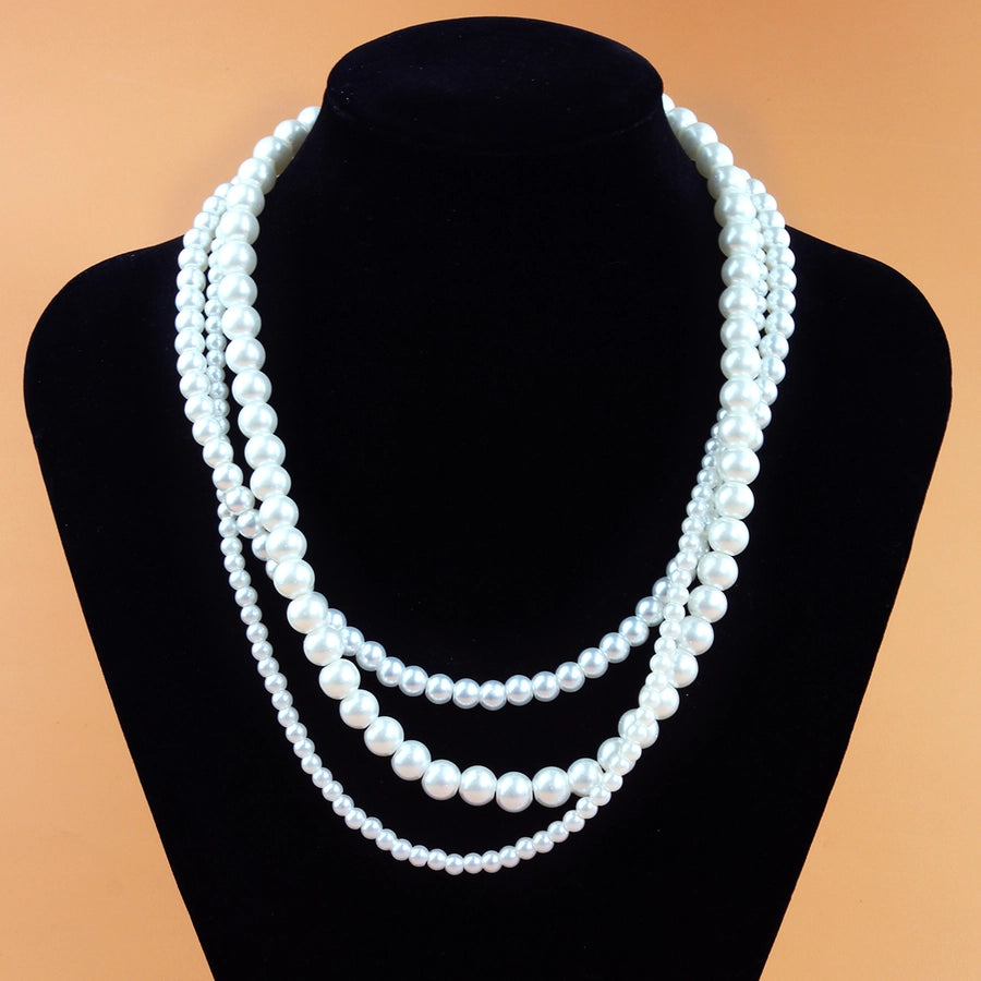 Elegant French Style Geometric Round Artificial Pearl Alloy  Necklace