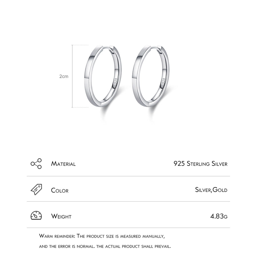 1 Pair 925 Sterling Silver Round Earrings