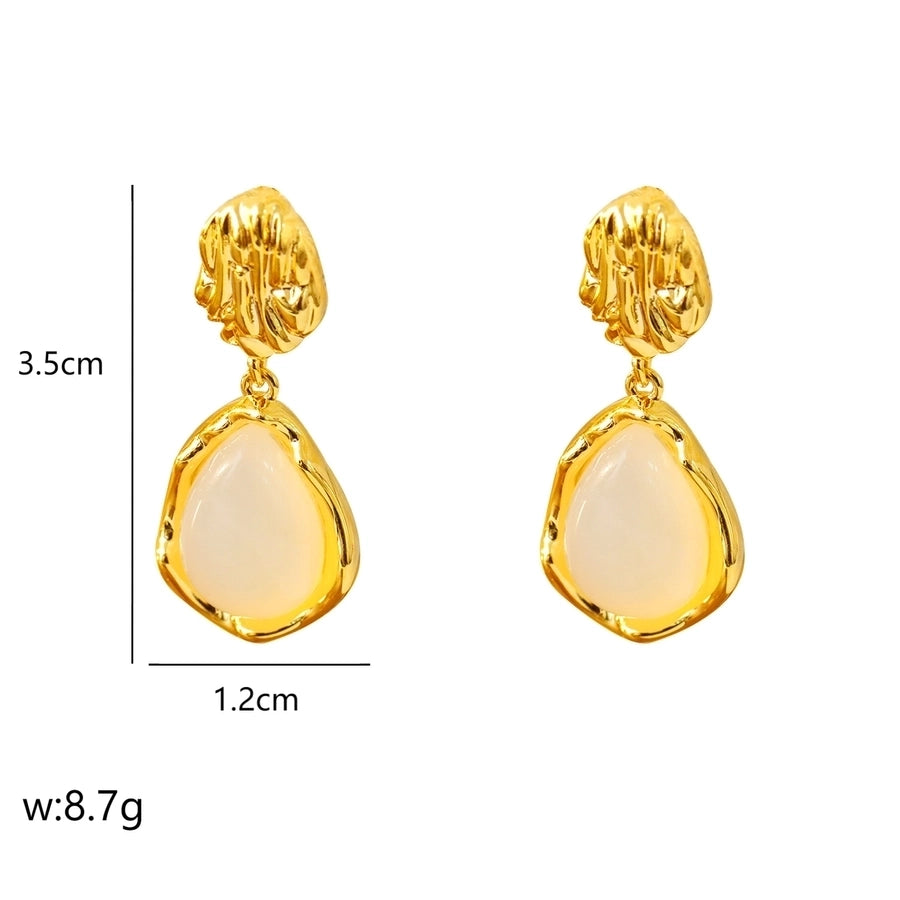 1 Pair Vintage Style Simple Style Water Droplets Plating Inlay Copper Agate 18K Gold Plated Drop Earrings