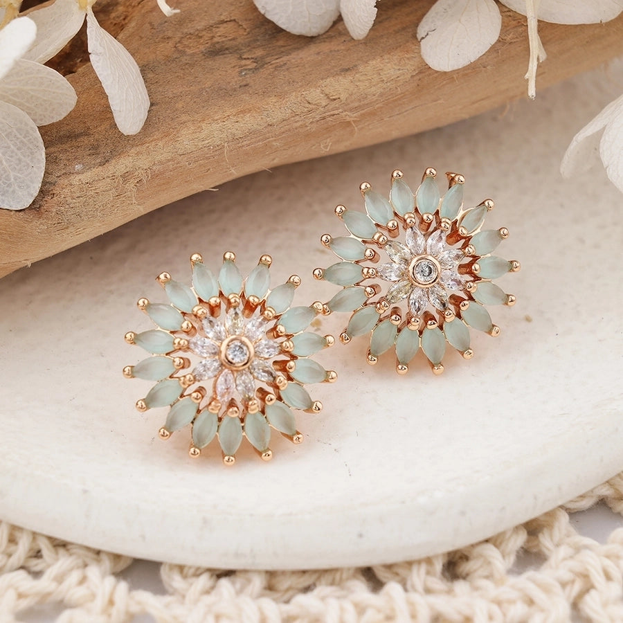 1 Pair IG Style Sweet Shiny Flower Hollow Out Inlay Copper Zircon Rose Gold Plated Ear Studs