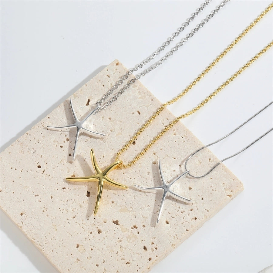 Copper 14K Gold Plated Starfish Pendant Necklace