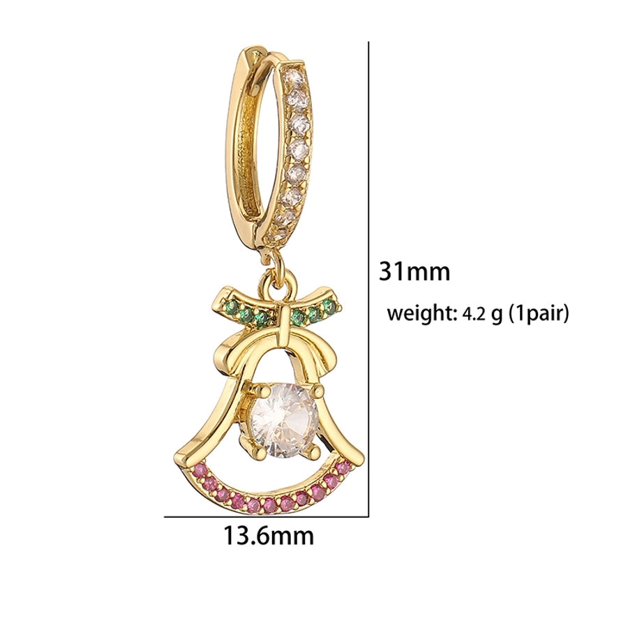 1 Pair Christmas Casual Christmas Sweet Christmas Hat Christmas Tree Santa Claus Plating Hollow Out Inlay Copper Zircon Drop Earrings