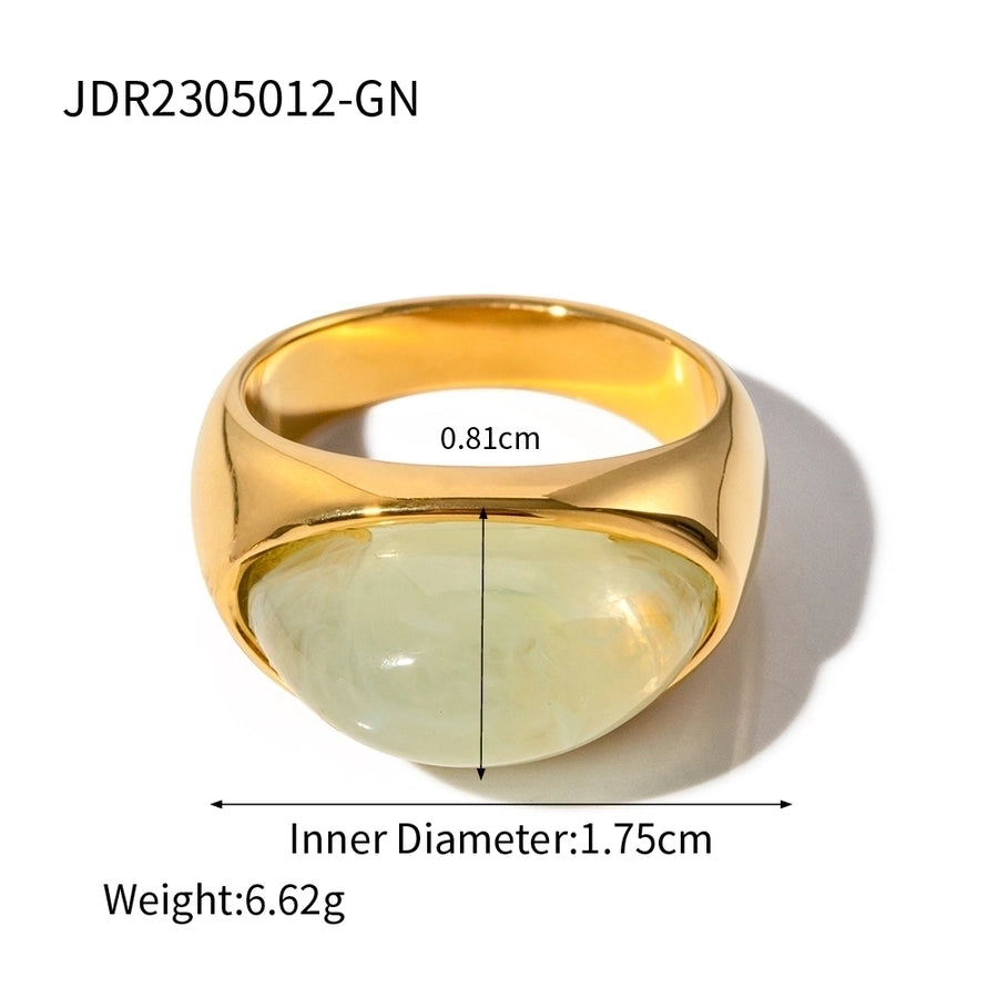 Jewelry IG Style Flat 316 Stainless Steel  Resin 18K Gold Plated Plating Transparent Inlay Rings