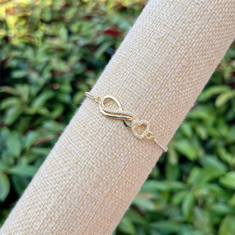 Copper 18K Gold Plated Infinity Heart Shape Bracelets