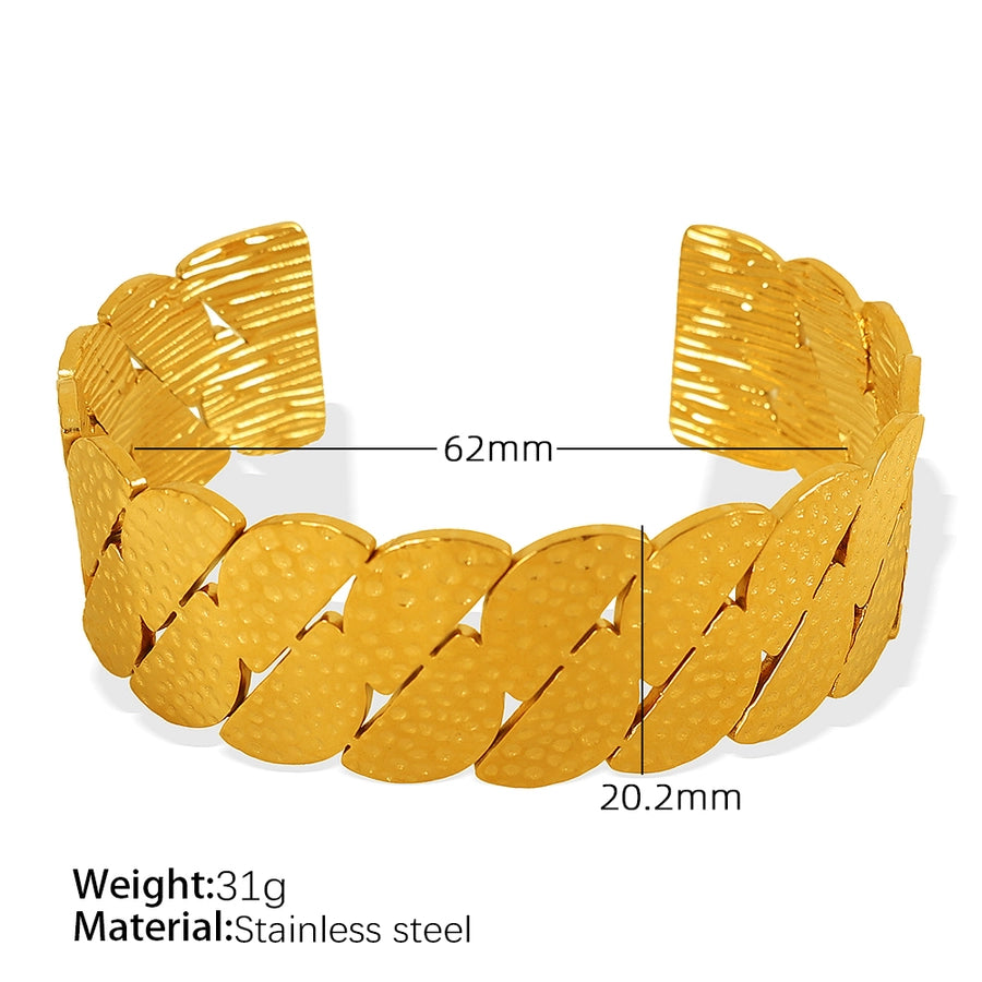 Elegant French Style Geometric Solid Color 304 Stainless Steel 18K Gold Plated Stainless Steel Bracelets In Bulk