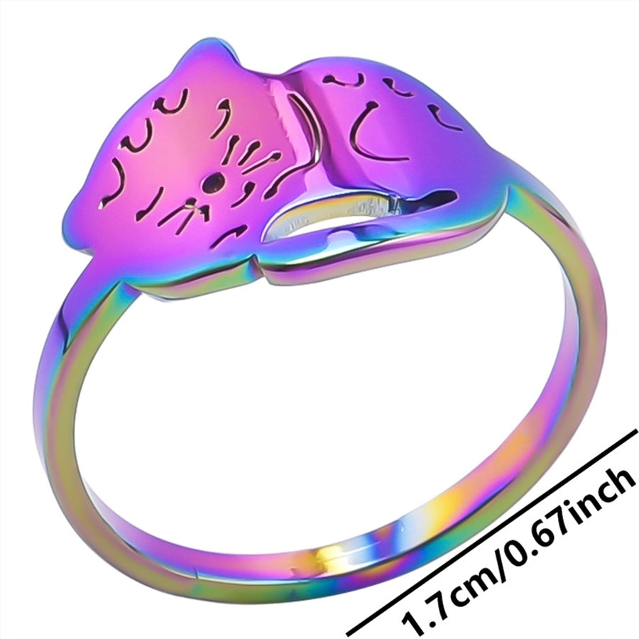 Jewelry Commute Cat 304 Stainless Steel 18K Gold Plated Plating Rings - CEJEW