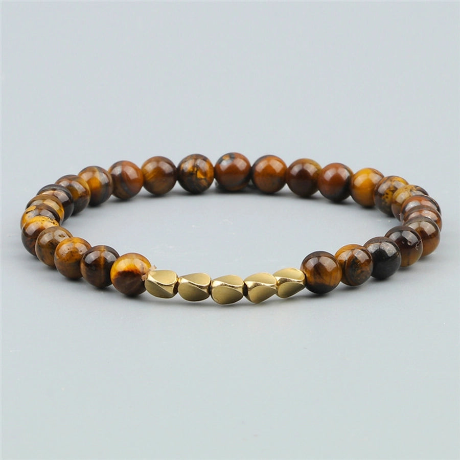 classic style round color block stone copper bracelets in bulk