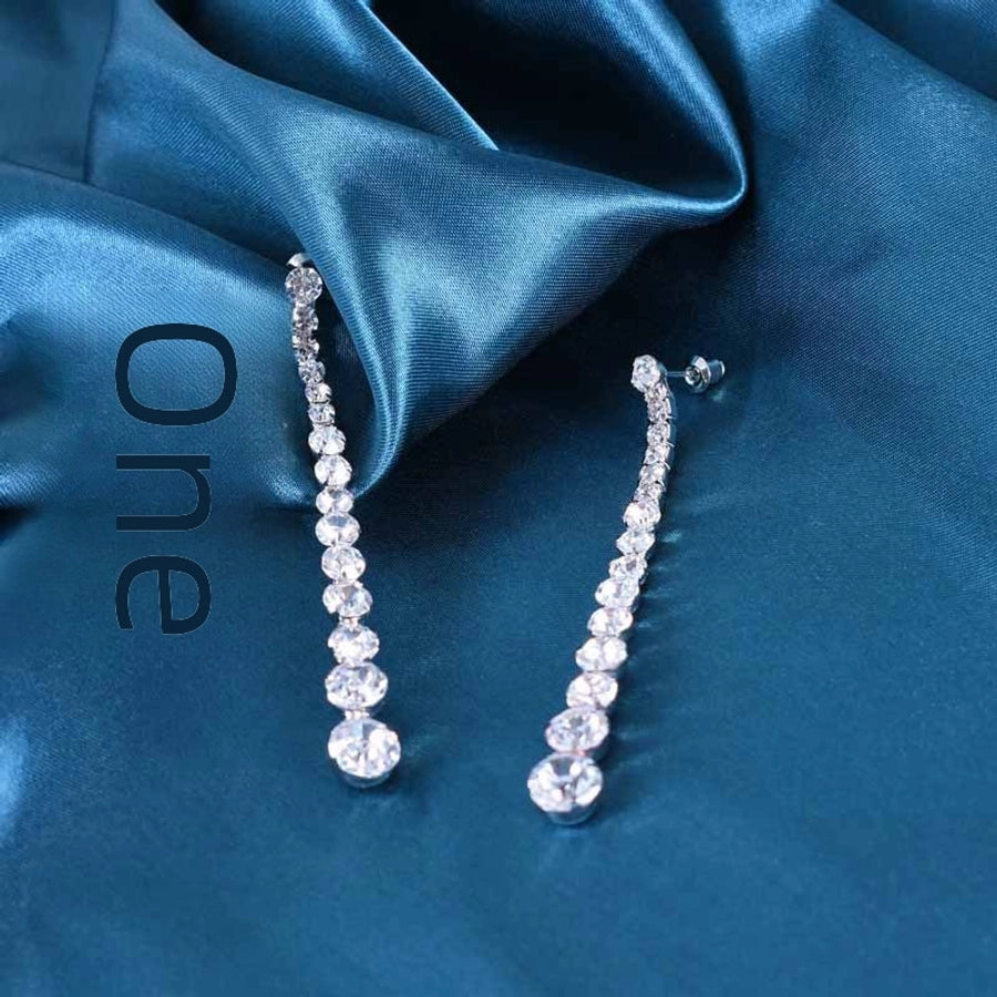 925 Silver Needle Flash Diamond Earrings Korean Long Tassel Slim Distinctive Earrings Elegant Fashion  Niche Earrings