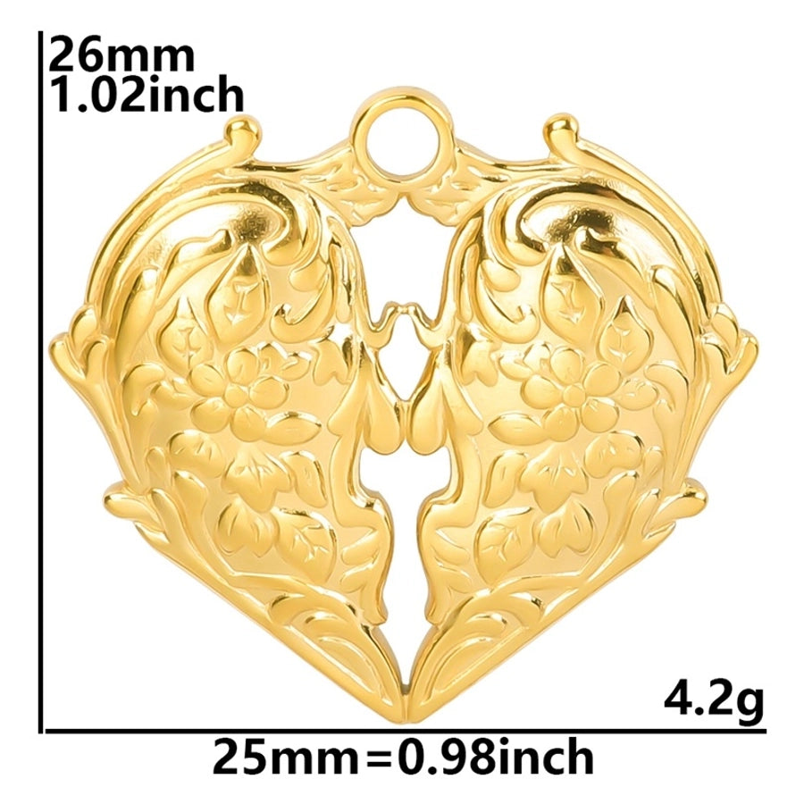 Jewelry IG Style Simple Style Heart Shape Wings 304 Stainless Steel 18K Gold Plated Hollow Out Pendant Necklace Necklace Pendant