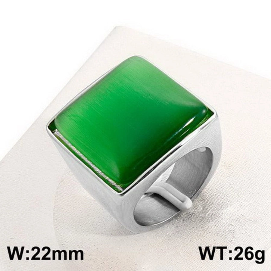 Jewelry Vintage Style Geometric Square Stainless Steel 18K Gold Plated Plating Rings