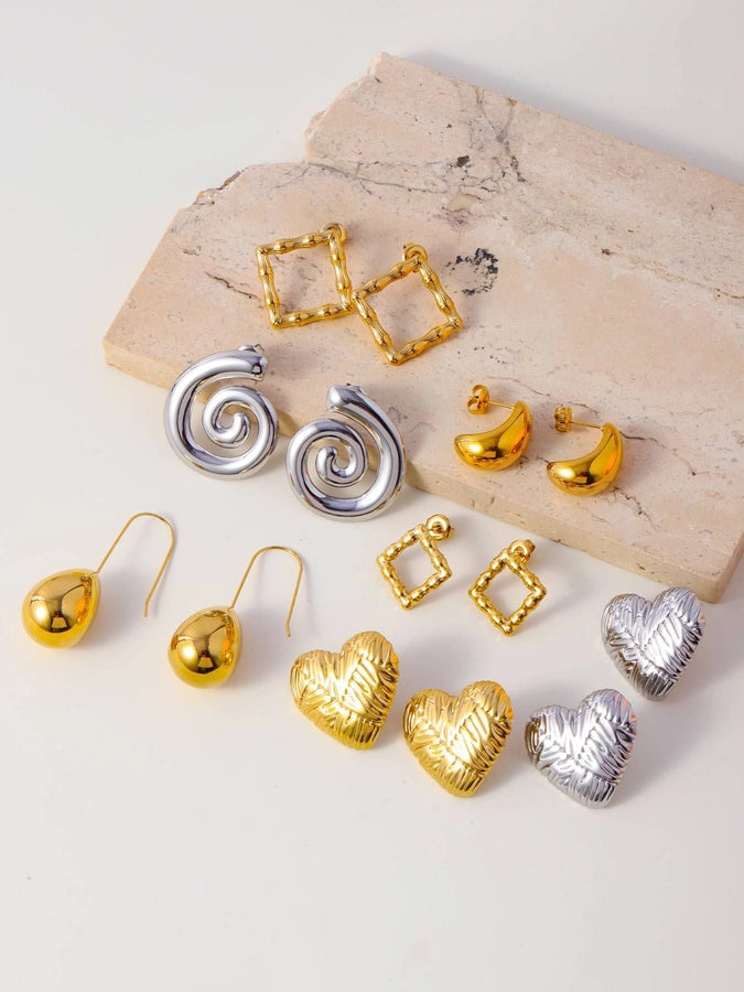 1 Pair Streetwear Geometric Heart Shape 304 Stainless Steel 18K Gold Plated Earrings