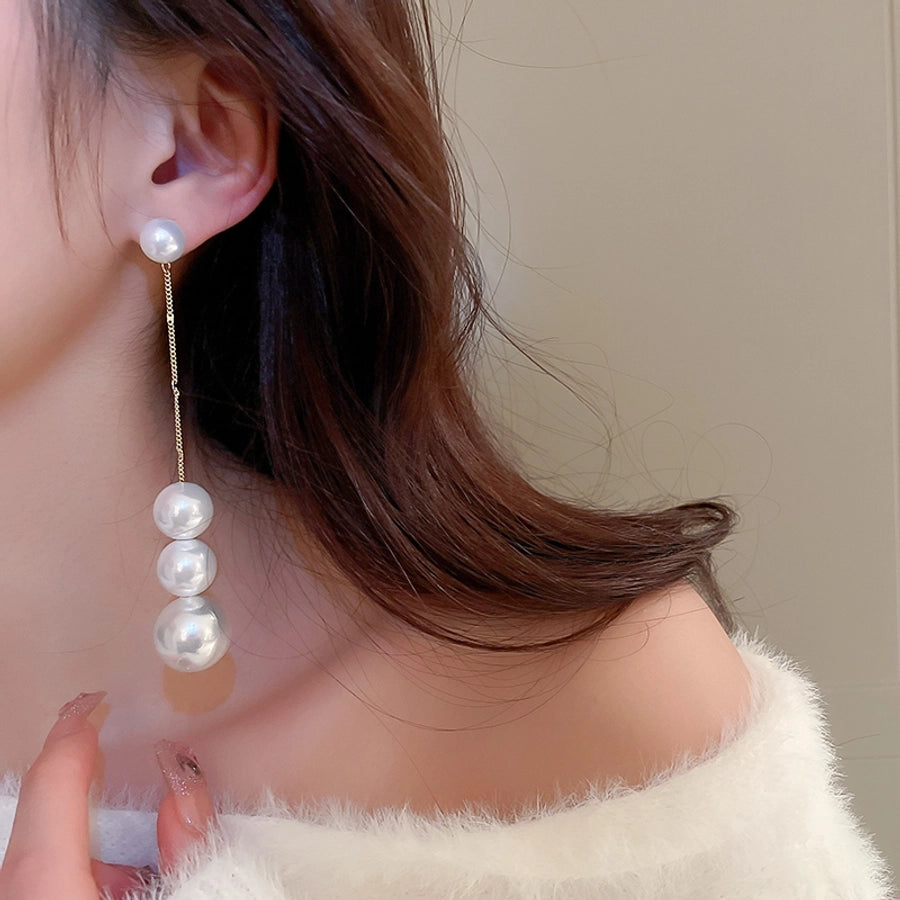 jewelry lady pearl alloy gold plated plating drop earrings - CEJEW