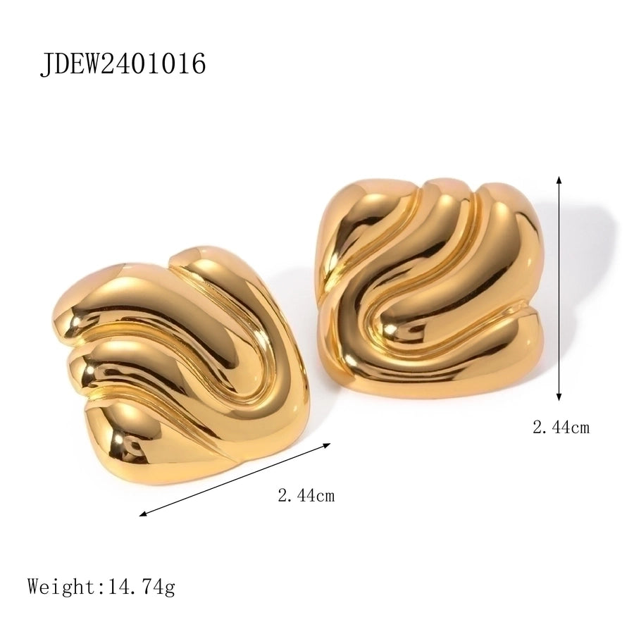 1 Pair Simple Style Solid Color Plating 304 Stainless Steel 18K Gold Plated Ear Studs