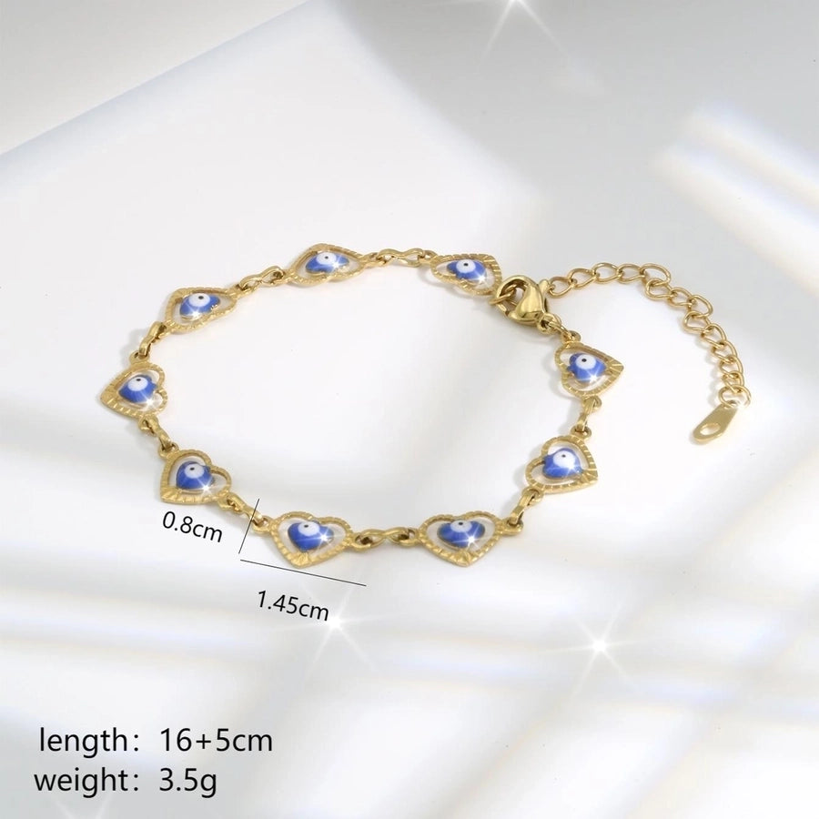 Elegant Romantic Sweet Heart Shape 304 Stainless Steel 18K Gold Plated Stainless Steel Bracelets In Bulk