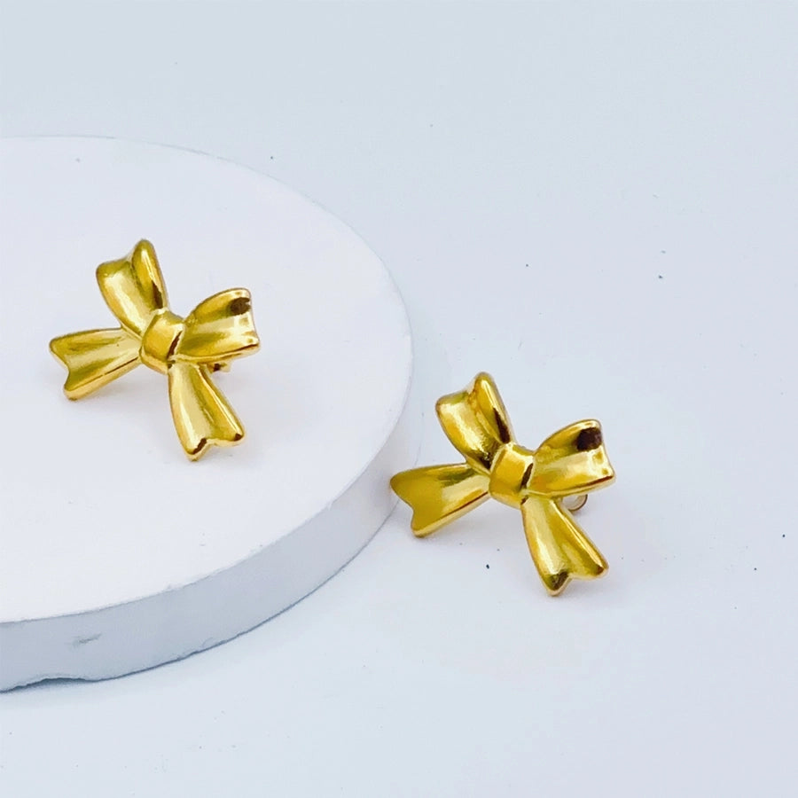 1 Pair Sweet Simple Style Butterfly Bow Knot 304 Stainless Steel Ear Studs