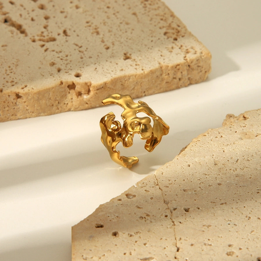 Jewelry Simple Style Irregular Solid Color Bow Knot 304 Stainless Steel 18K Gold Plated Open Rings