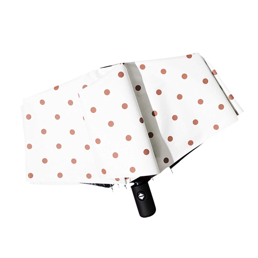 Retro Round Dots Polyester Iron Umbrella Rain Gear