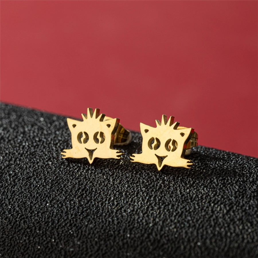 1 Pair Cute Basic Sweet Animal Cat Polishing Plating 304 Stainless Steel 18K Gold Plated Ear Studs