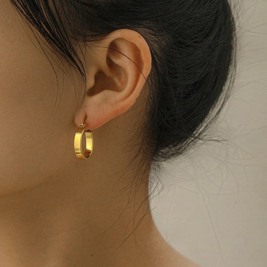 1 Pair Elegant Simple Style Geometric Plating Stainless Steel 18K Gold Plated Earrings