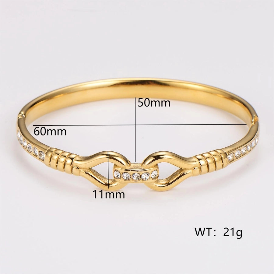 Simple Style Solid Color 304 Stainless Steel 18K Gold Plated Zircon Stainless Steel Bracelets In Bulk