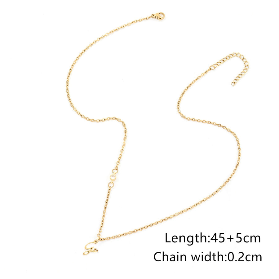 Jewelry Elegant Simple Style Classic Style Letter Heart Shape 201 Stainless Steel 304 Stainless Steel Copper Zircon Stainless Steel Necklaces