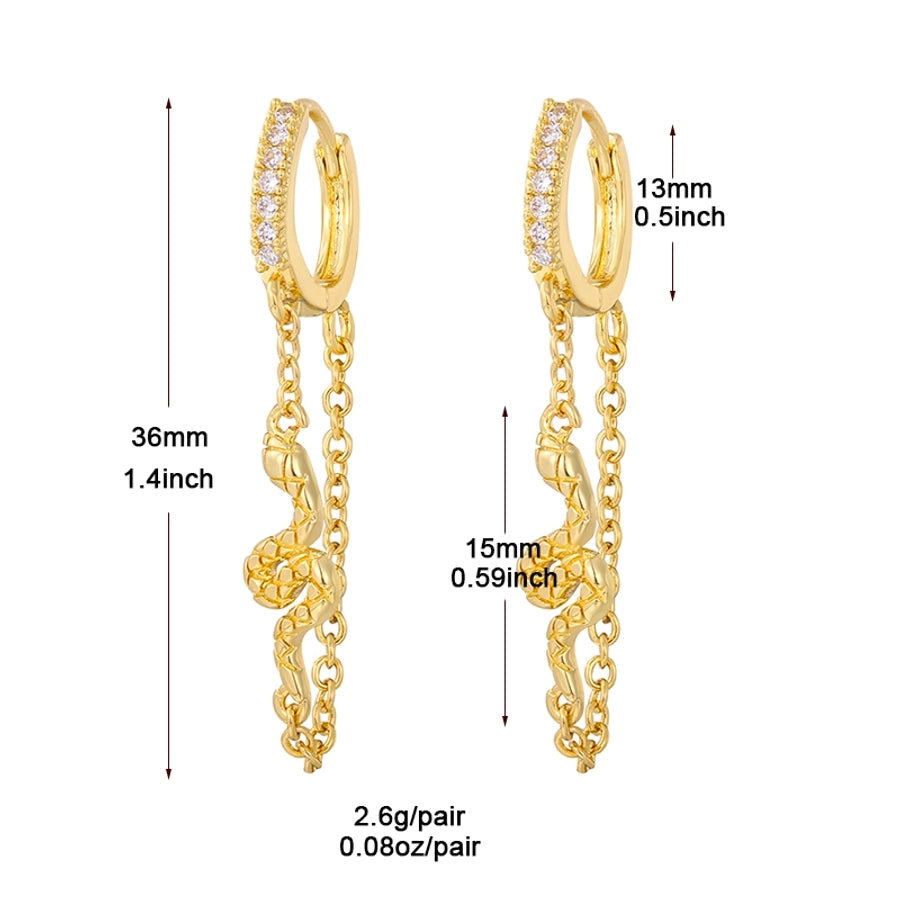 1 pair classic style snake plating inlay copper zircon white gold plated gold plated ear cuffs