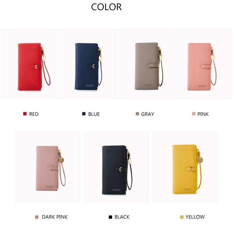 Women's Solid Color Pu Leather Buckle Wallets