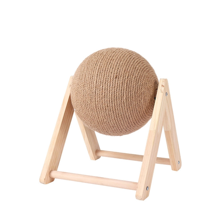 Wooden Cat Scratch Board Toy Durable Cat Scratching Post Ball Hand-wound Rope Climbing Frame Pet Supplies