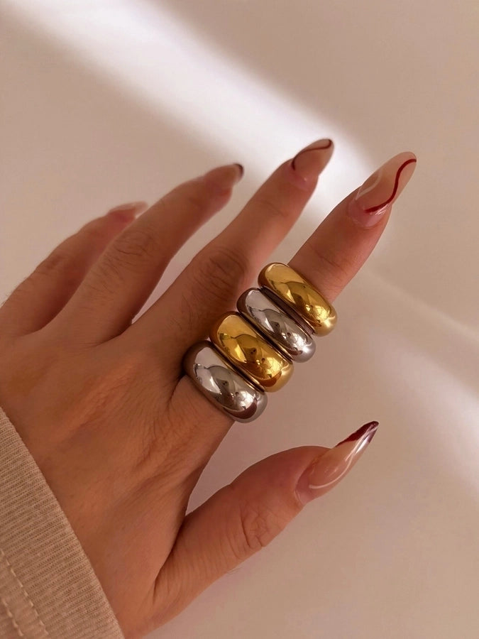 Jewelry IG Style Nordic Style Geometric 316L Stainless Steel  18K Gold Plated Rings