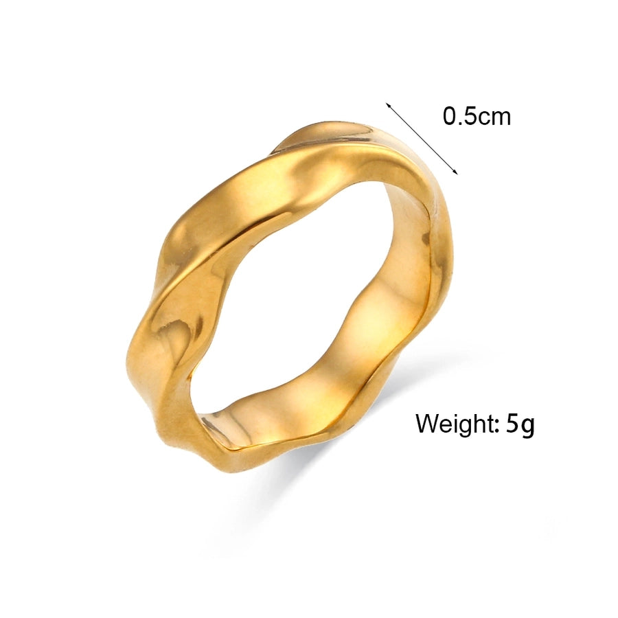 Jewelry Simple Style Solid Color 304 Stainless Steel 18K Gold Plated Plating Rings