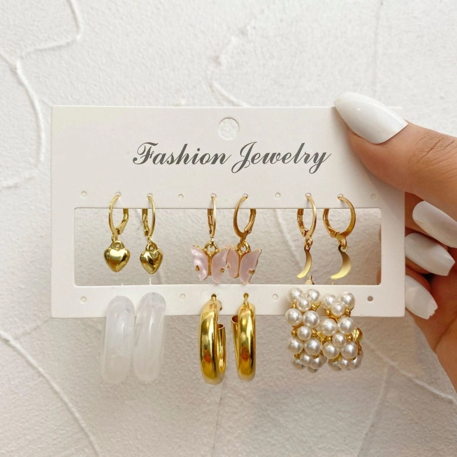 jewelry 1 set fashion geometric arylic alloy artificial pearls rhinestones earrings