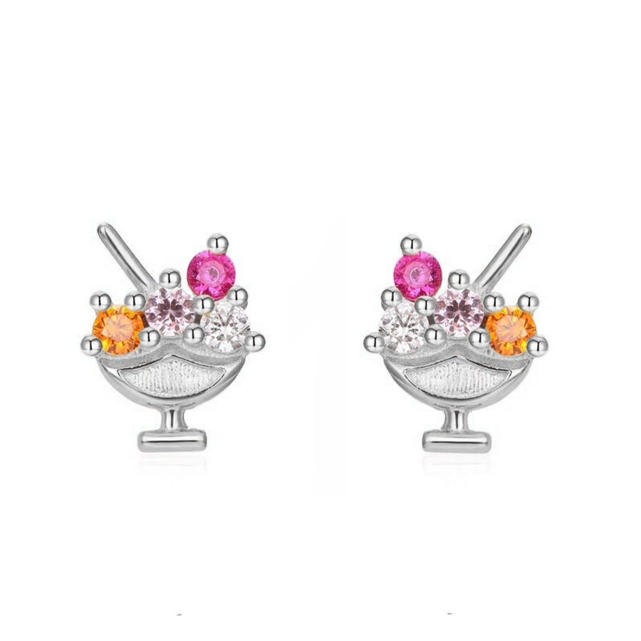 1 pair sweet simple style flower plating inlay copper zircon gold plated ear studs